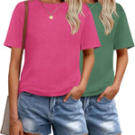 Zeagoo 2 Pack Women Tshirts Short Sleeve Crew Neck Tops