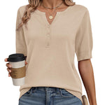 Zeagoo Casual V Neck Short Sleeve Knit Sweater (US Only)