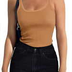 Zeagoo 2 Packs Womens Ribbed Tank Tops Square Neck Tops
