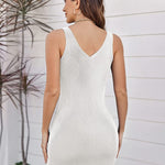 Women's Ribbed Knit Bodycon Dresses V Neck Tank Sleeveless Sexy Club Mini Dress - Zeagoo (Us Only)
