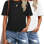 Zeagoo 2 Pack Women Tshirts Short Sleeve Crew Neck Tops