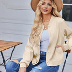 Zeagoo Women's Bomber Jacket Casual Striped Button Down Coat