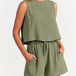 Zeagoo 2 Piece Outfits Sets Sleeveless Crop Top Tank Shorts Sets