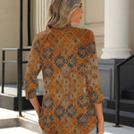 Zeagoo 3/4 Length Sleeve Tops Loose Fit Shirts Pleated Tunics