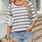 Zeagoo Oversized Loose Fit Short Sleeve Striped Tops