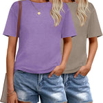 Zeagoo 2 Pack Women Tshirts Short Sleeve Crew Neck Tops