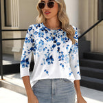 Zeagoo 3/4 Length Sleeve Tops Loose Fit Shirts Pleated Tunics