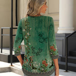 Zeagoo 3/4 Length Sleeve Tops Loose Fit Shirts Pleated Tunics
