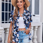 Zeagoo Button Down Shirt Bust Pocket Short Sleeve Blouses