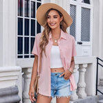 Zeagoo Button Down Shirt Bust Pocket Short Sleeve Blouses