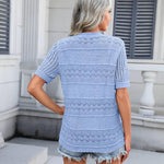 Zeagoo Short Sleeve Crochet Cardigan Button up Bolero Shrug Sweater