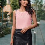 Zeagoo Blouse Top Chiffon T-Shirt Sleeveless Crew Neck Tops (DE Only)