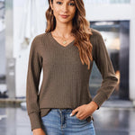 Zeagoo Long Sleeve Shirts for Women V Neck Casual Sweaters