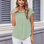 Zeagoo Button Down Shirts Cap Sleeve V Neck Casual Blouses Tops
