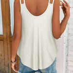 Zeagoo Flowy Strap Eyelet Embroidery Sleeveless Casual Tank Top