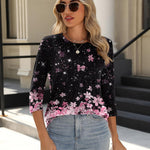 Zeagoo 3/4 Length Sleeve Tops Loose Fit Shirts Pleated Tunics