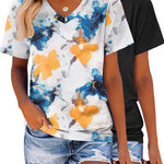 Zeagoo 2 Pack Short Sleeve Shirts Casual Soft V Neck Basic Tee