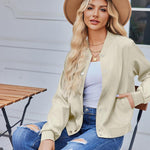 Zeagoo Women's Bomber Jacket Casual Striped Button Down Coat