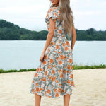 Zeagoo Women's Casual Dress Flutter Button Down Tiered Flowy Dress