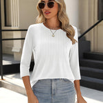 Zeagoo 3/4 Length Sleeve Tops Loose Fit Shirts Pleated Tunics