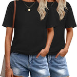 Zeagoo 2 Pack Women Tshirts Short Sleeve Crew Neck Tops
