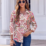 Zeagoo Button Down Shirts Dressy Floral Printed Blouse