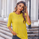 Zeagoo Loose Short Sleeve Tunic Tops Crochet Knit Pullover Sweater