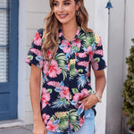 Zeagoo Button Down Shirt Bust Pocket Short Sleeve Blouses