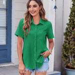 Zeagoo Button Down Shirt Bust Pocket Short Sleeve Blouses