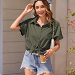 Zeagoo Women's Cotton Button Down Shirts Short Sleeve Casual Shirts