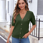 Zeagoo Short Sleeve Cardigan Button Down Ribbed Knit Sweater Tops