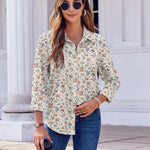 Zeagoo Button Down Shirts Dressy Floral Printed Blouse