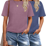 Zeagoo 2 Pack Women Tshirts Short Sleeve Crew Neck Tops