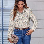 Zeagoo Button Down Shirts Dressy Floral Printed Blouse