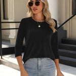 Zeagoo 3/4 Length Sleeve Tops Loose Fit Shirts Pleated Tunics