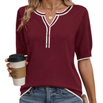Zeagoo Casual V Neck Short Sleeve Knit Sweater (US Only)