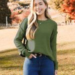 Zeagoo Women's Crew Neck Cropped Sweater Long Sleeve Knit Tops