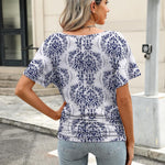 Zeagoo Women's Short Sleeve V Neck Blouse Ruched Casual Tunic Tops