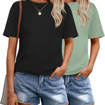 Zeagoo 2 Pack Women Tshirts Short Sleeve Crew Neck Tops