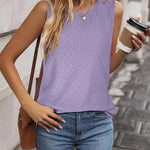 Zeagoo Sleeveless Eyelet Shirts High Neck Top