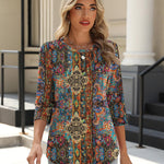 Zeagoo 3/4 Length Sleeve Tops Loose Fit Shirts Pleated Tunics