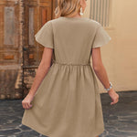 Zeagoo Button Down Flutter Sleeve Cotton Linen Dress with Pockets
