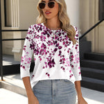 Zeagoo 3/4 Length Sleeve Tops Loose Fit Shirts Pleated Tunics