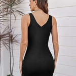 Women's Ribbed Knit Bodycon Dresses V Neck Tank Sleeveless Sexy Club Mini Dress - Zeagoo (Us Only)