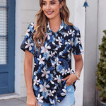 Zeagoo Button Down Shirt Bust Pocket Short Sleeve Blouses