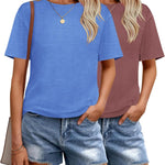 Zeagoo 2 Pack Women Tshirts Short Sleeve Crew Neck Tops