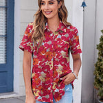 Zeagoo Button Down Shirt Bust Pocket Short Sleeve Blouses