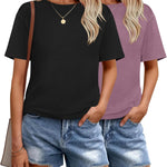 Zeagoo 2 Pack Women Tshirts Short Sleeve Crew Neck Tops