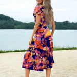 Zeagoo Women's Casual Dress Flutter Button Down Tiered Flowy Dress