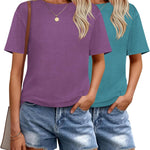Zeagoo 2 Pack Women Tshirts Short Sleeve Crew Neck Tops